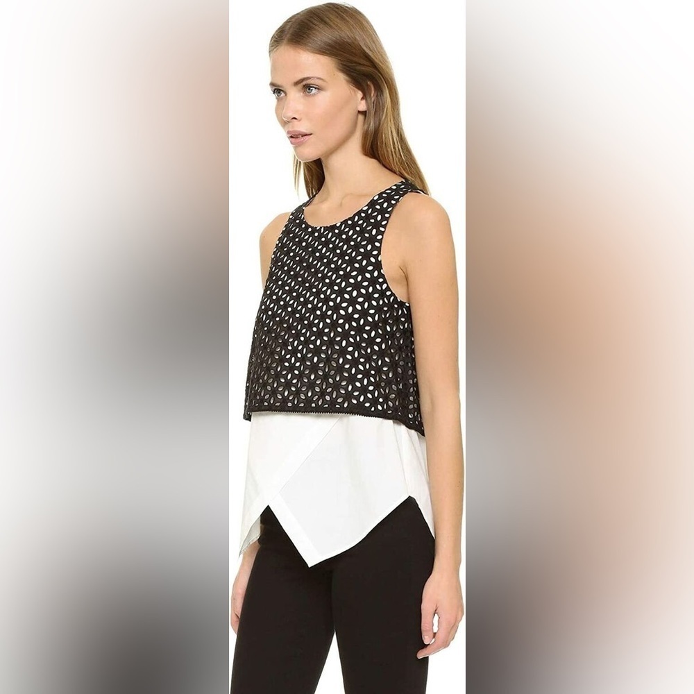 Derek Lam 10 Crosby Asymmetrical Eyelet Tank Top